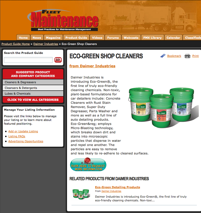 eco-green, green chemicals, shop cleaners